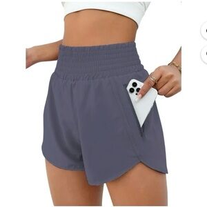 Rosvigor Womens Athletic High Waisted Running Gym Workout Shorts with pockets S